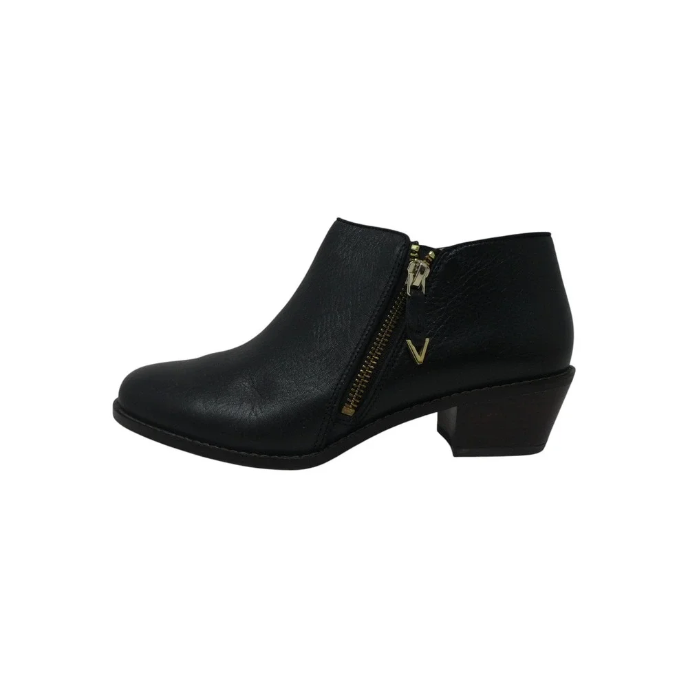 Vionic Jolene Ankle Boots Women 7.5 Black Leather Low Heel Side Zip